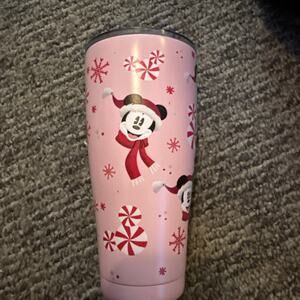Disney Christmas Mickey Mouse Peppermint Candy Stainless Steel Tumbler Pink